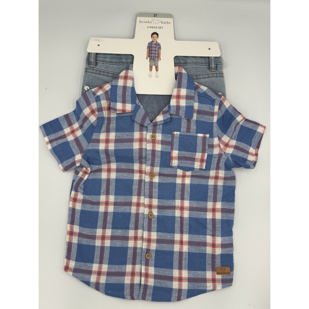 Koala Kids Boys Girls Shirt Shorts Blue Multicolor 2-Piece Set Unisex, 3T